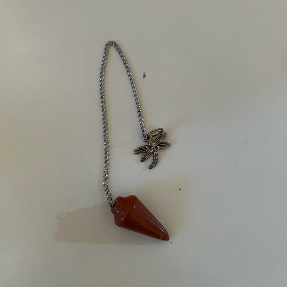 NEW handmade small shop orange crystal dragonfly pendulum